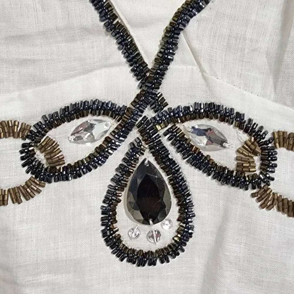 Chico’s Sawyer Optic White Sequin‎ Swimsuit Coverup Linen Tunic Size 2/Large